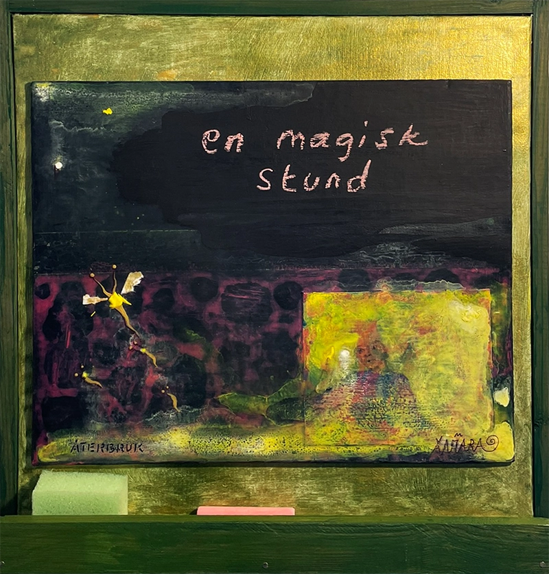 bildkonst med  återbruk/griffeltavla nr 20