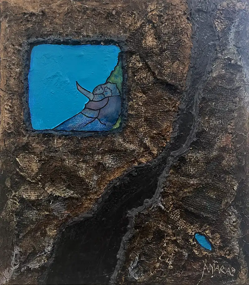 Fönster när livet händer mixed media